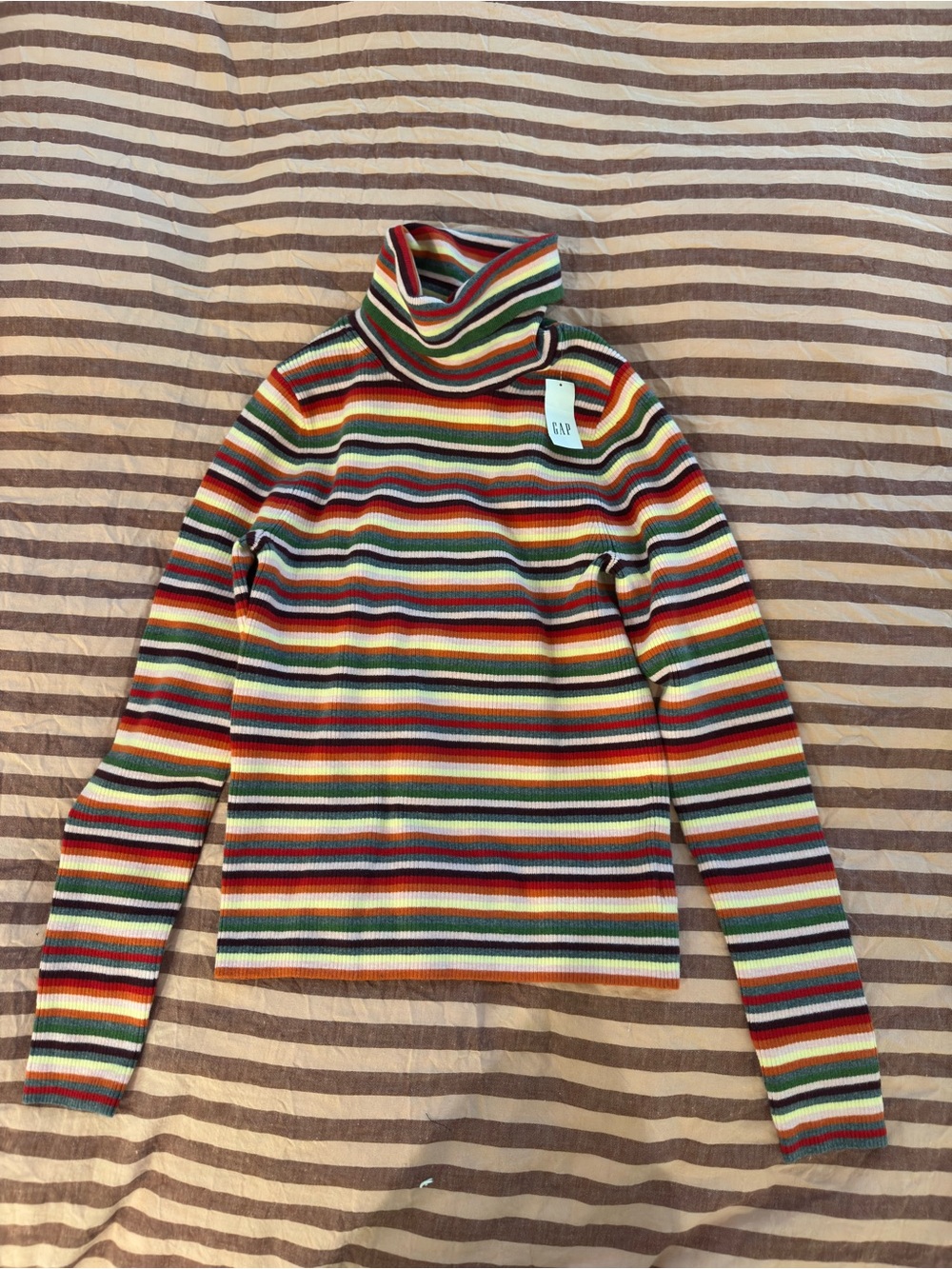 GAP Multicolor Striped Ribbed Turtleneck Sweater